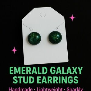 Emerald Galaxy Stud Earrings